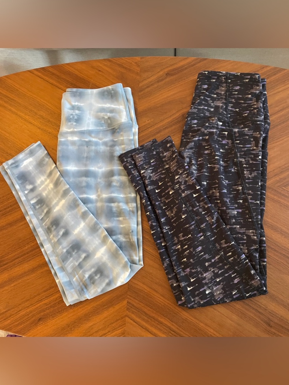 Zella Sea Foam Tie-Dye & Purple Gray Pattern Leggings Duo